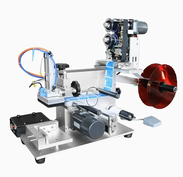 Semi Automatic Desktop Flat Square Bottle Labeling Machine Optional with or Without Date Coding Function
