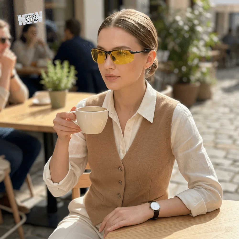 

Half Frame Night Vision Glasses Day and Night Night Vision Anti-Glare Sunglasses UV Protection Portable Driving Sunglasses