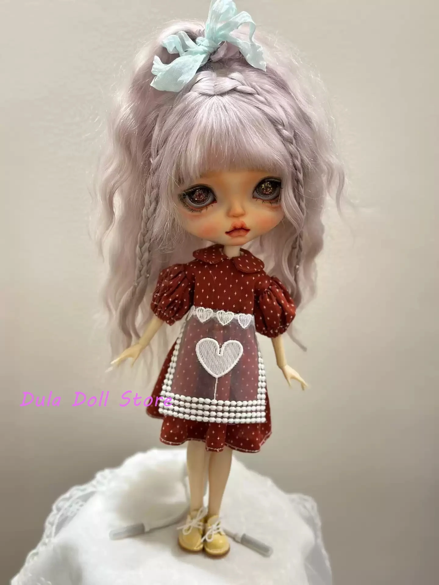 Dula Doll Clothes Dress Red polka dot apron dress Blythe ob24 ob22 Azone Licca ICY JerryB 1/6 Bjd Doll Accessories