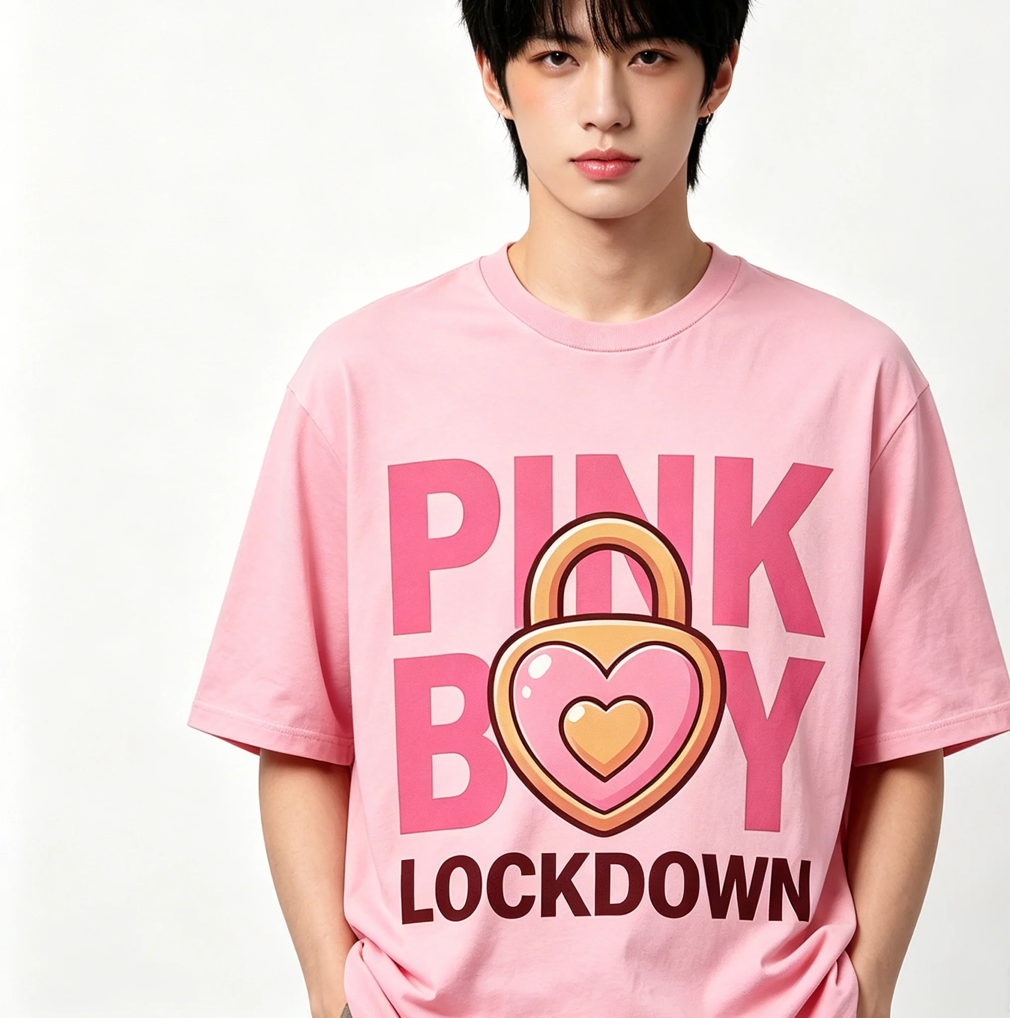 LGBT Heavy 260g Black Chastity Slave Tee Locked Sissy Caged Pet Twink Kawaii Catboy Alt Y2K Crossdresser Tee