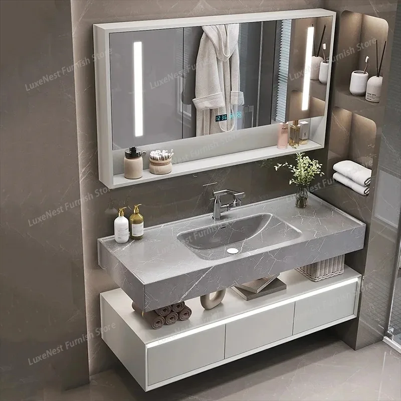 

Unique Organizer Cabinet Waterproof Large Mirror Drawers Bathroom Cabinet Storage Wooden Modern Vestidores Unique Furniture