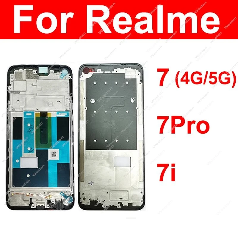 

Для Realme 7 7 Pro 7i Global Asia 4G 5G Передняя ЖК-рамка Корпус Держатель Чехол Замена с/без динамика Гибкие детали