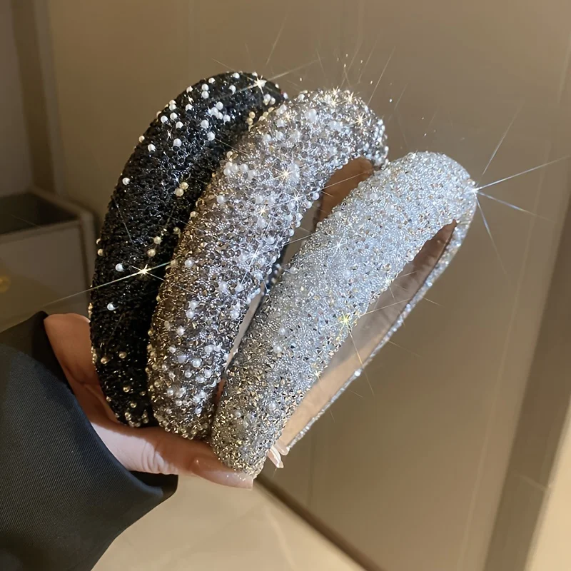 

1PC Luxury Inlaid Rhinestone HairBands for Women Korean Fashion Hair Pressure Headband Small Pearl Wedding Hair Jewelry