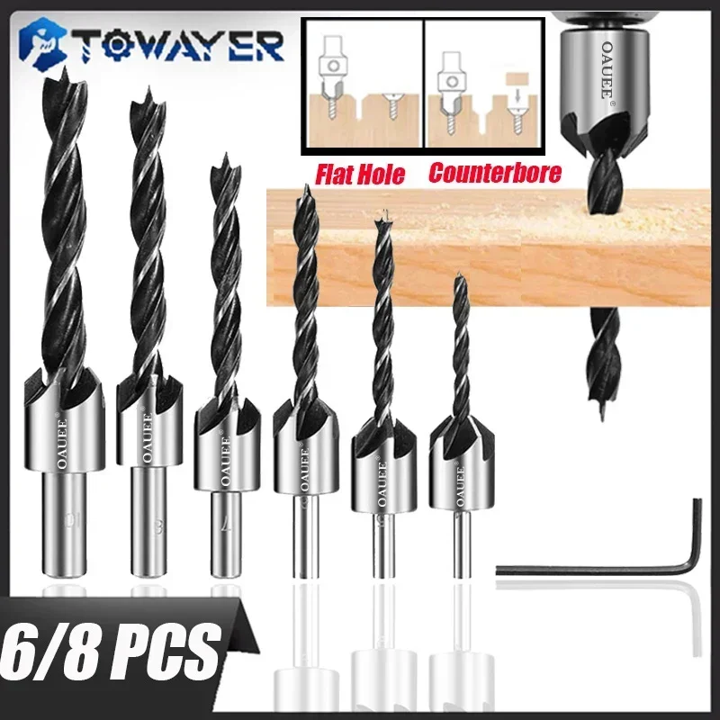 

Towayer 5Pcs/7Pcs Drill Bit Set Flute Countersink Head Drills Bit HSS Drills Bit Reamer Set For Woodworking Tools Chamfer