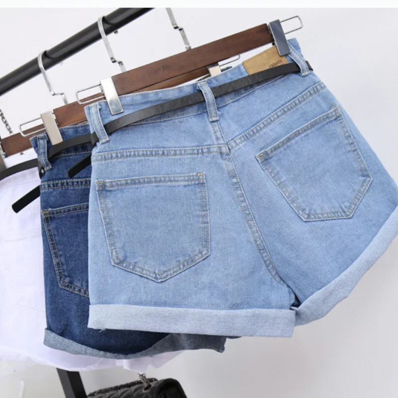 Verão roupas femininas cintura alta calças de brim curtas algodão para feminino perna solta calças largas booty shorts denim 2024 novo