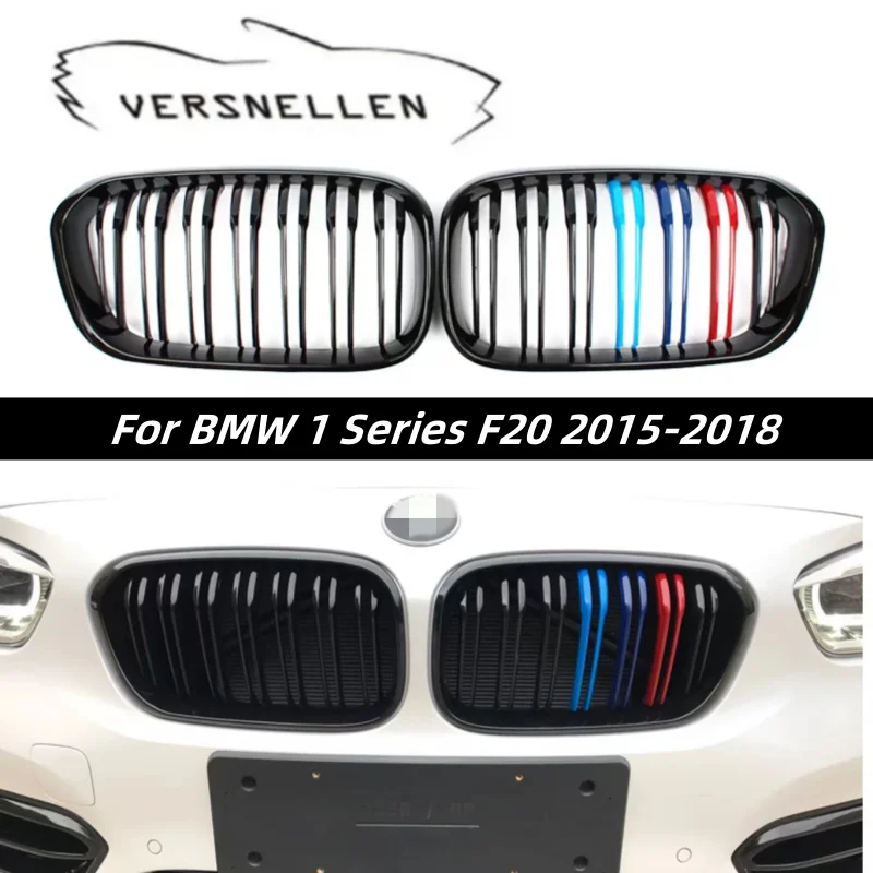 

ABS Glossy Black Kidney Grill For BMW F20 1 Series 2015-2018 LCI Car Front Bumper Grille M Color Double Slat Dual Line
