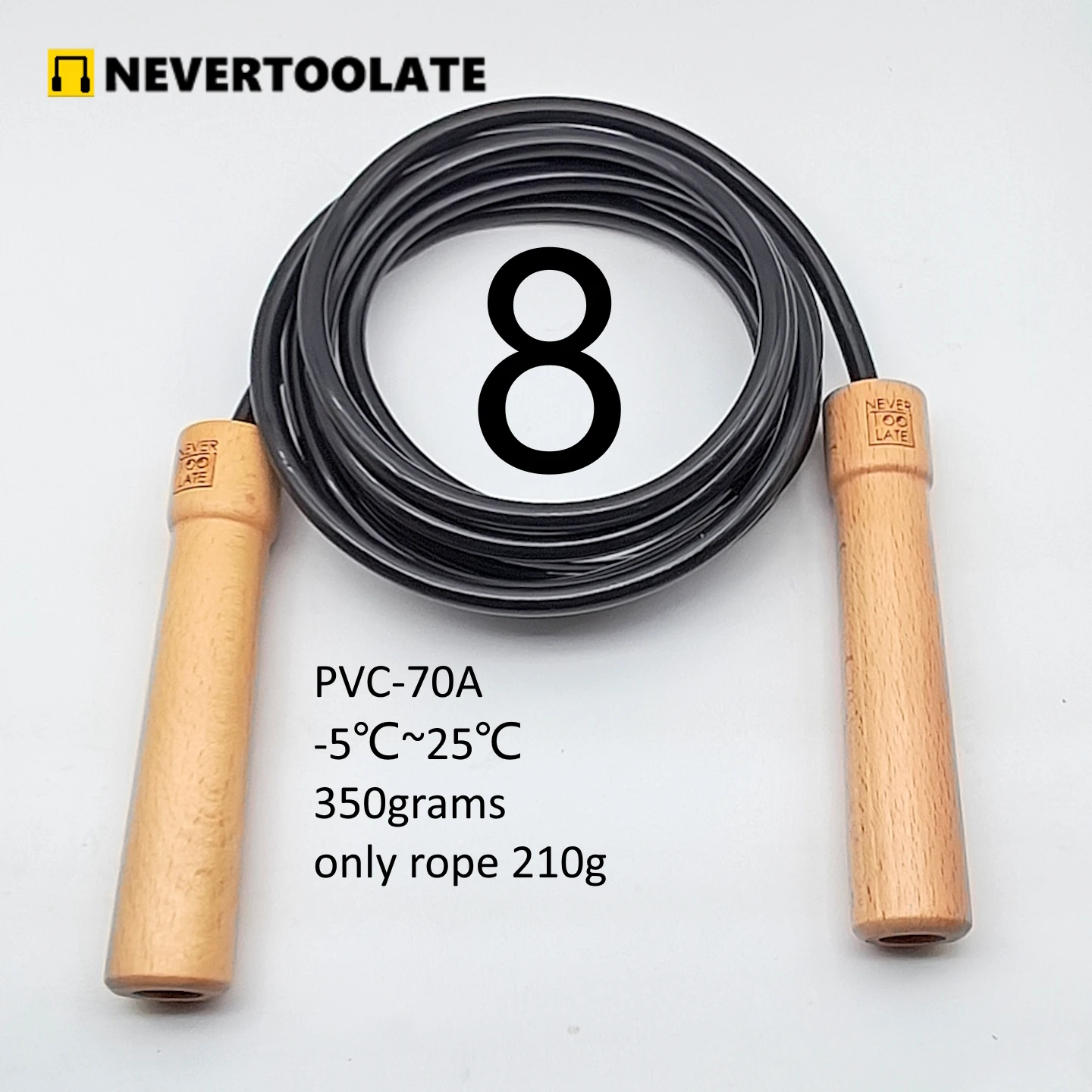 8mm thick 350 GRAMS heavy jump rope -5-25℃ skip cord super long 3.2 meters for tall people handle with ball bearing