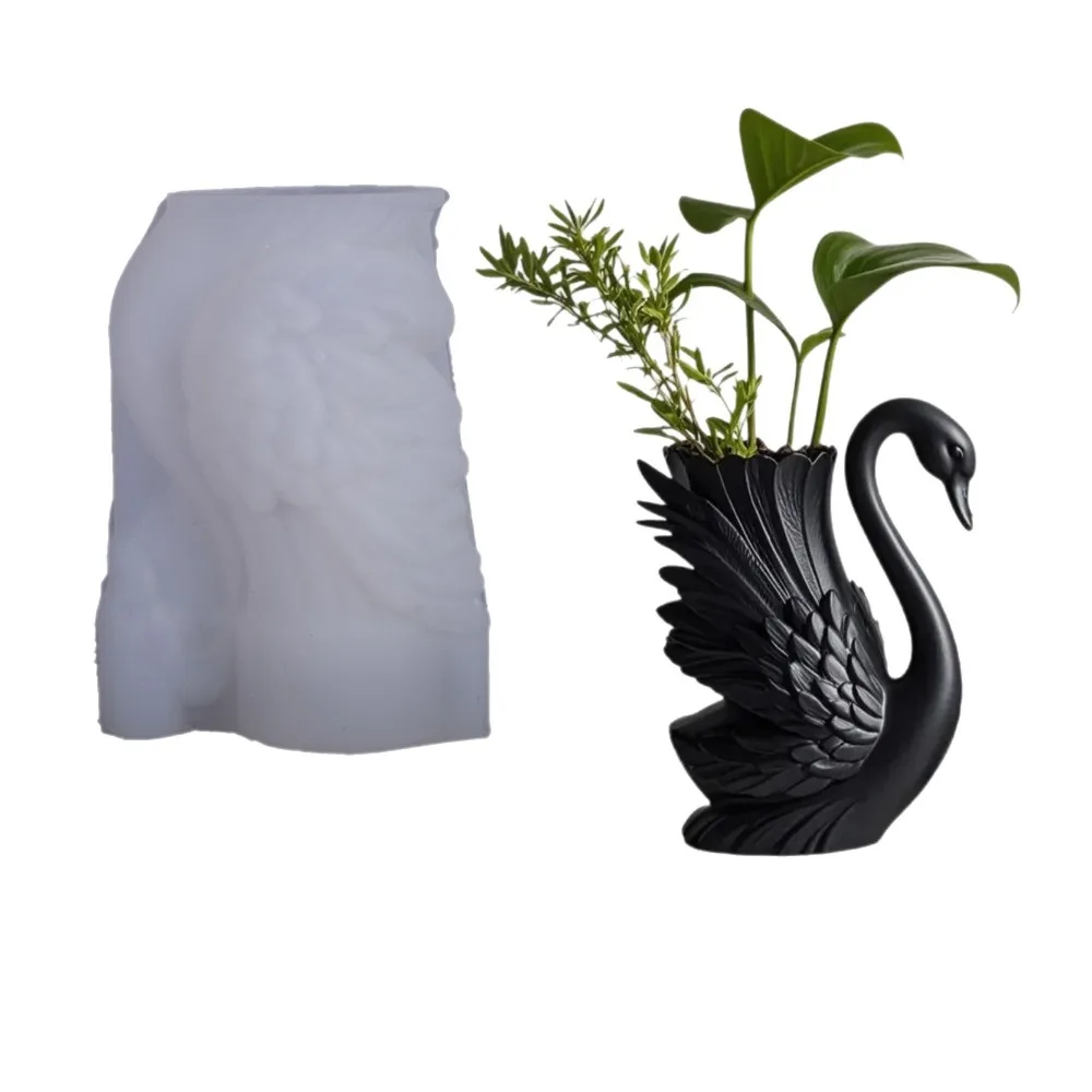 Reusable Swan Candle Cup Silicone Mold DIY Crafts Cement Plaster Vase Flower Pot Epoxy Resin Molds Candle Making Home Decor view 6