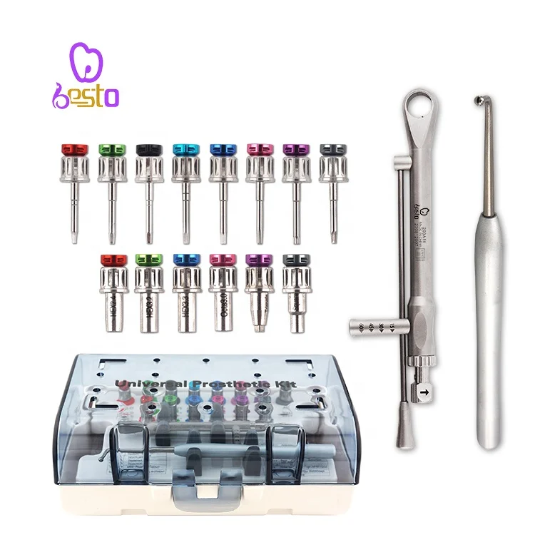 New den tal imp lant Restoration Tools Kit Universal Prosthetic Torque Wrench Screwdriver Abutment Fixture Kits with 14Pcs Drive