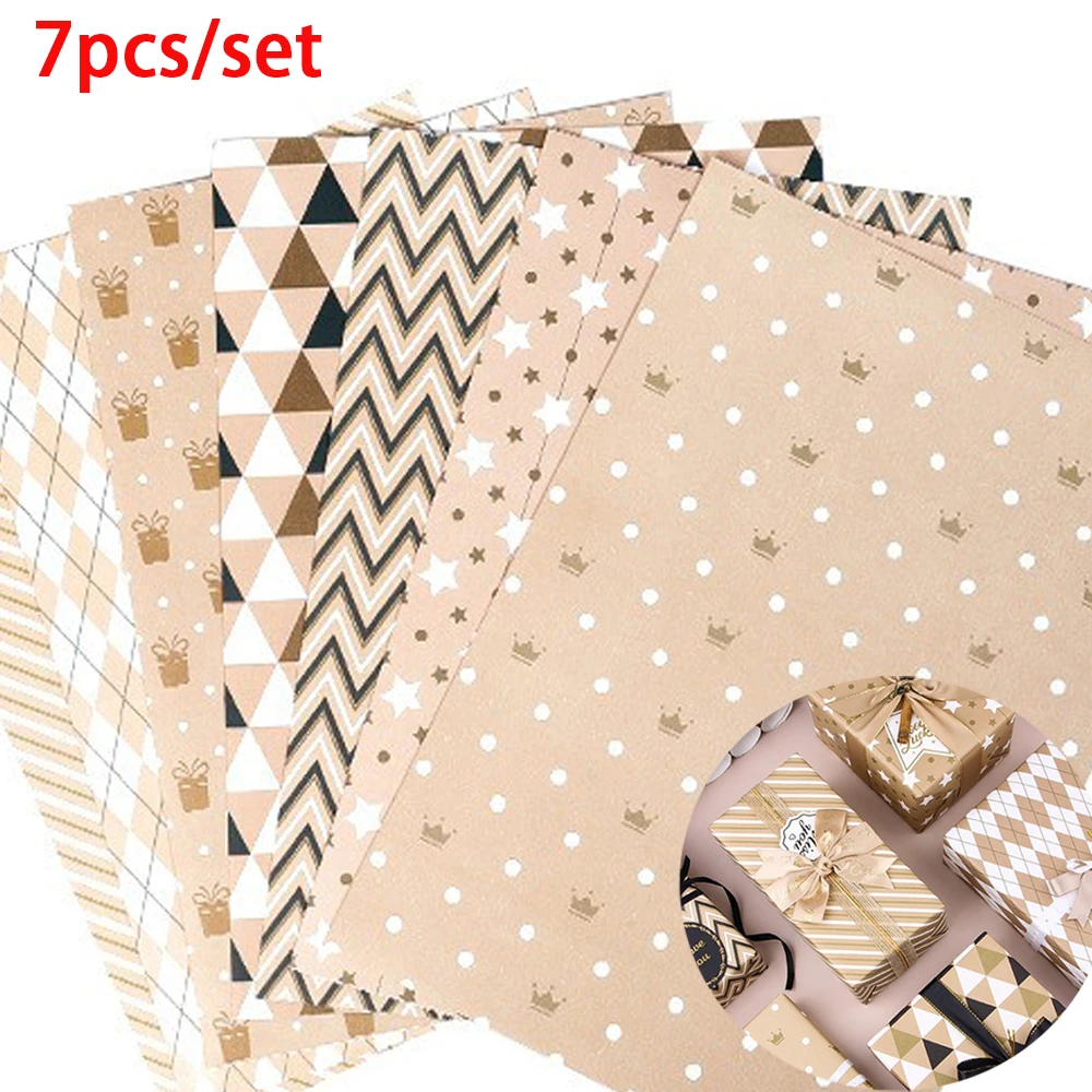 

50*70 см складная золотая штампованная подарочная упаковочная бумага клетчатая классическая крафт-бумага оберточная бумага DIY ремесленная бумага праздничное украшение