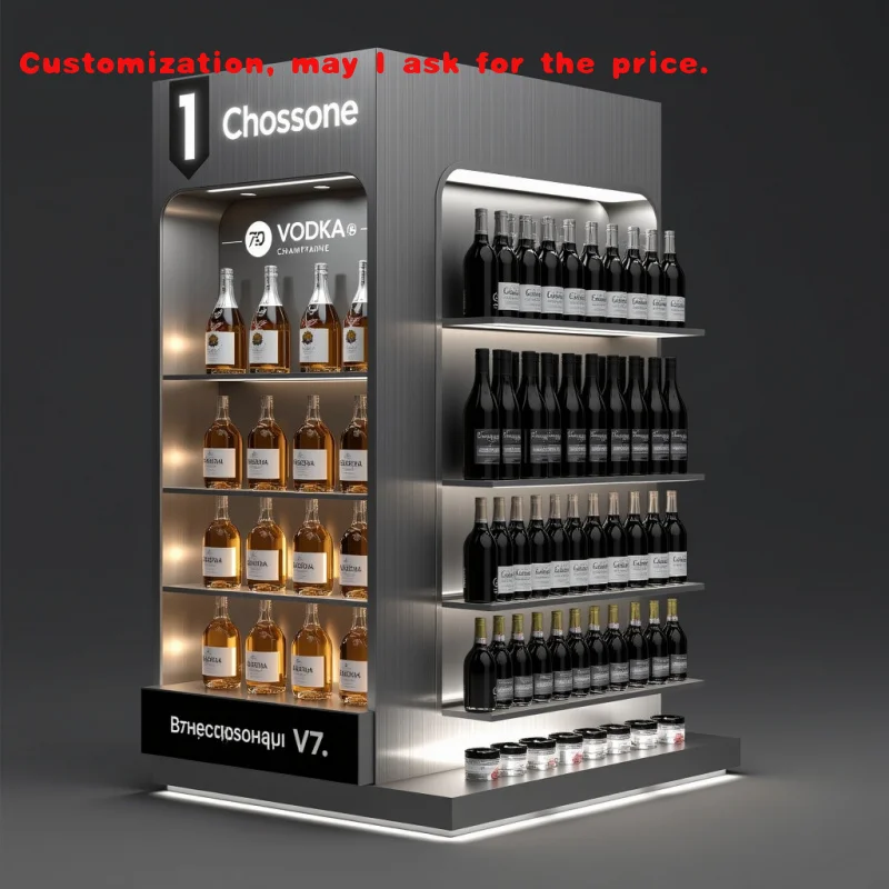 

custom.Store Interior Decoration Wine Display Stand Floor-Standing Wooden Rack Wine Bottles and Liquor Displays