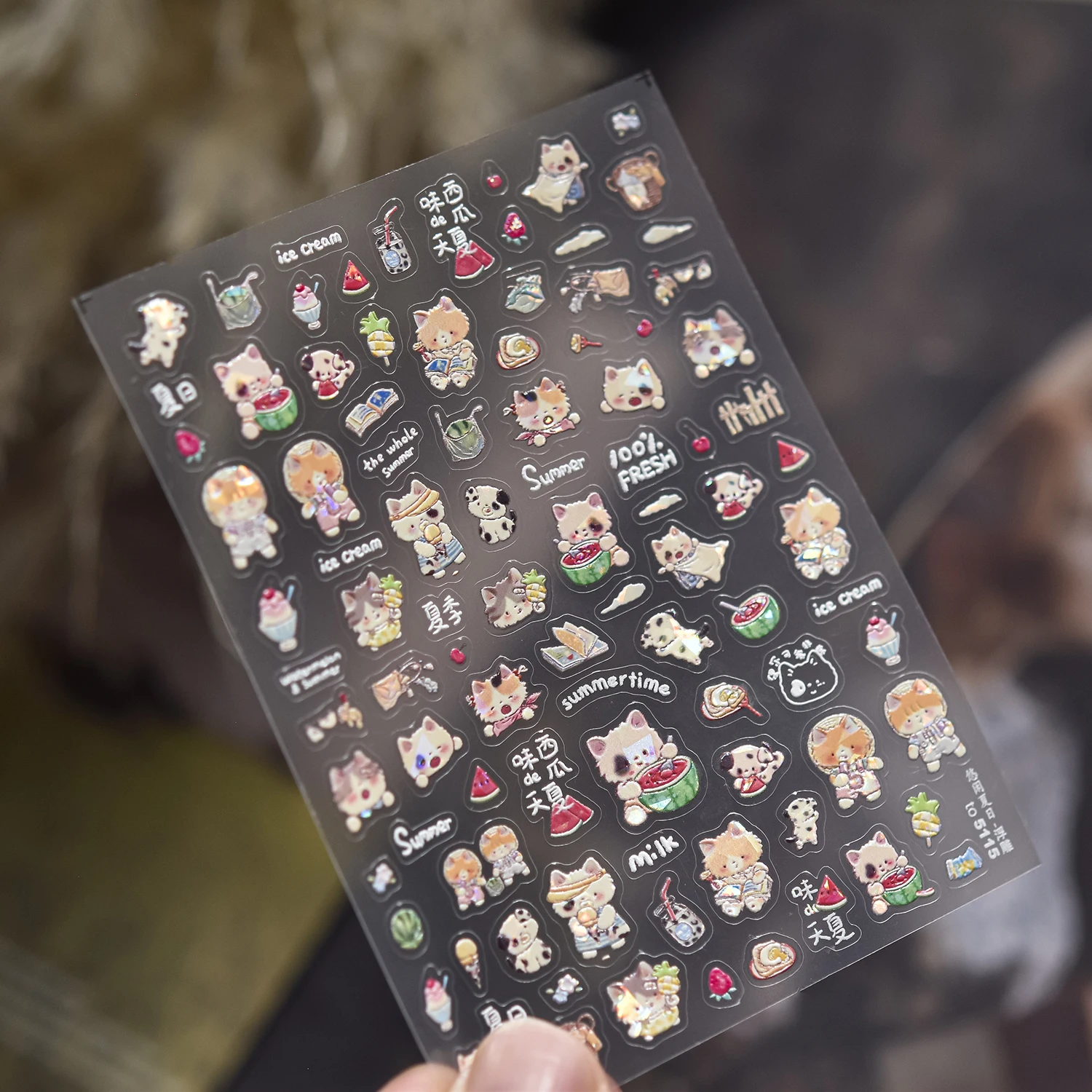 1 pçs 5d superfície revestida de açúcar brilhante lanche pet adesivos de unhas sobremesa animal arte do prego acessório coelho bolo animal sobremesa adesivos