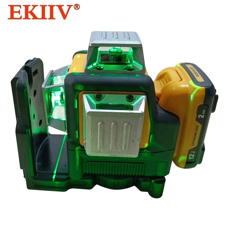 DL-12 EKIIV 12v High Precision 12 Green Beams Laser Level 12 Lines 3d Self-leveling 360 Outdoor with Dewatl Socket