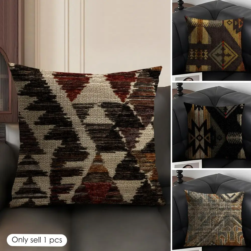 Moroccan Style Art Cushion Cover Natural Linen Organic Fabric Double-Sided Printing Breathable Perfect Gift For Decor