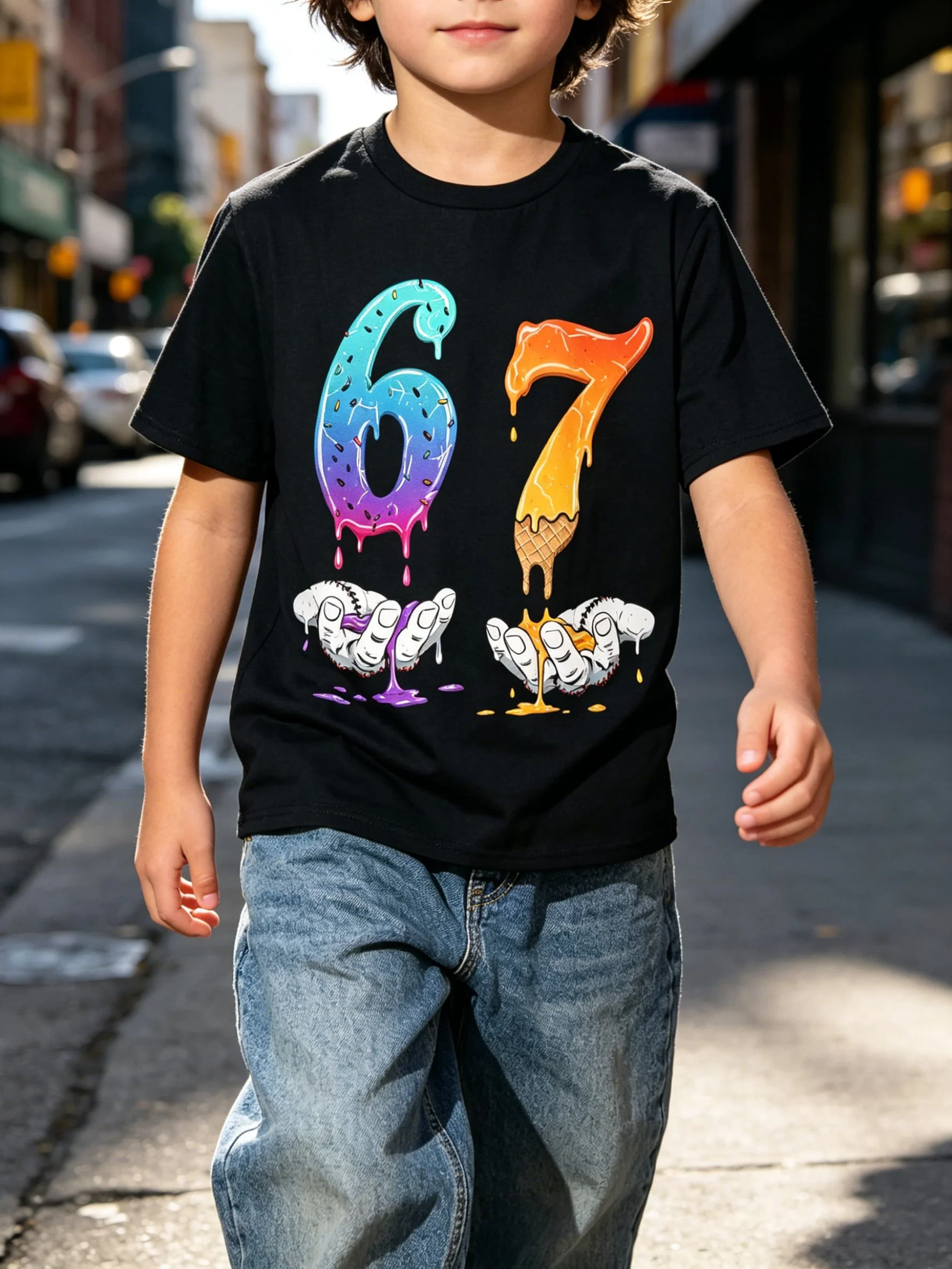 Six Seven Funny Meme Drip Lässiges Mode-T-Shirt für Männer, Damen, Jungen, Kinder, Eltern und Kinder, Baumwolle, Kurzarm, Kinder-T-Shirt – Detail 4
