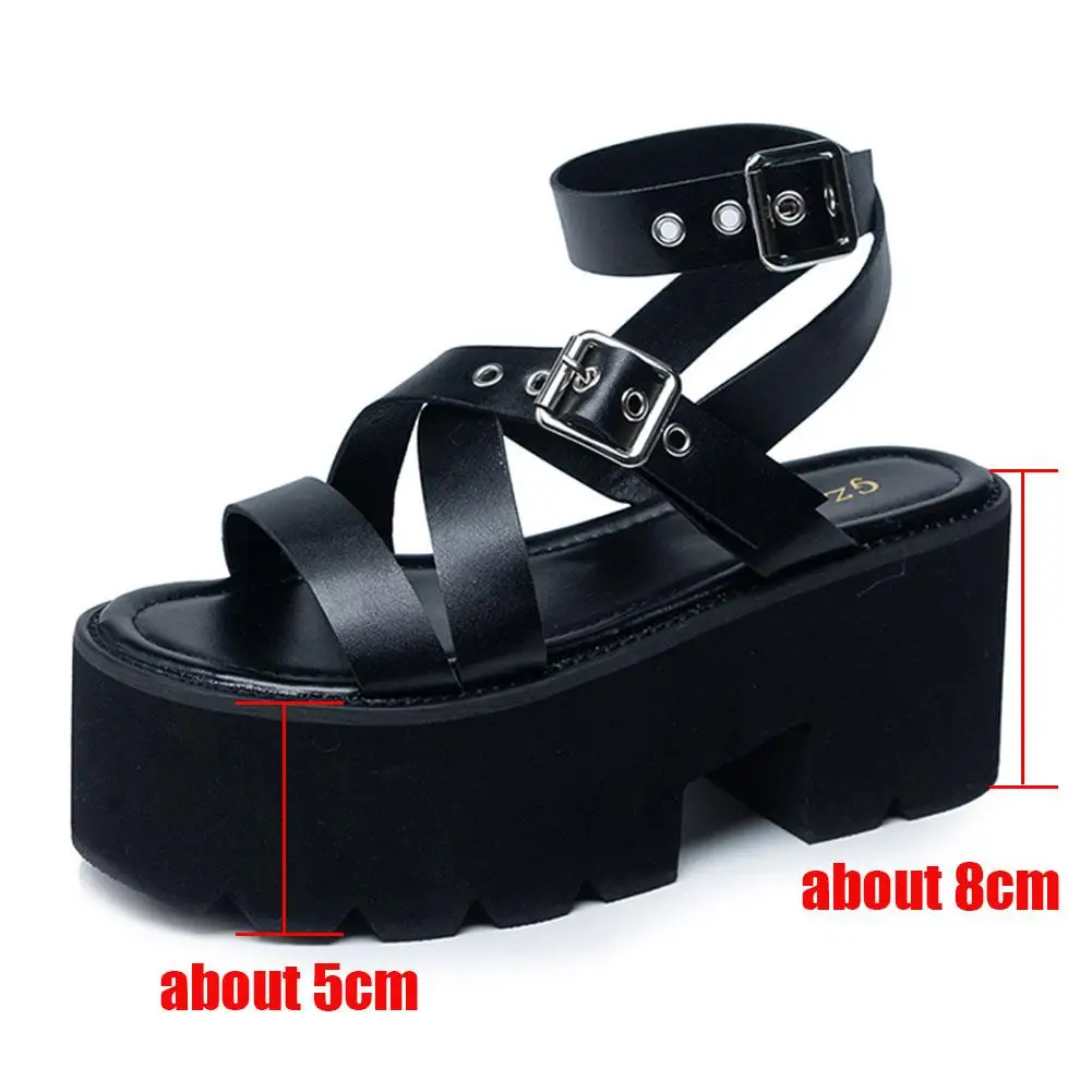 New Ladies Ankle Strap Gladiator Sandals Fashion Buckle Chunky High Heels Summer Women Sandals Casual Party Platform Shoes Woman