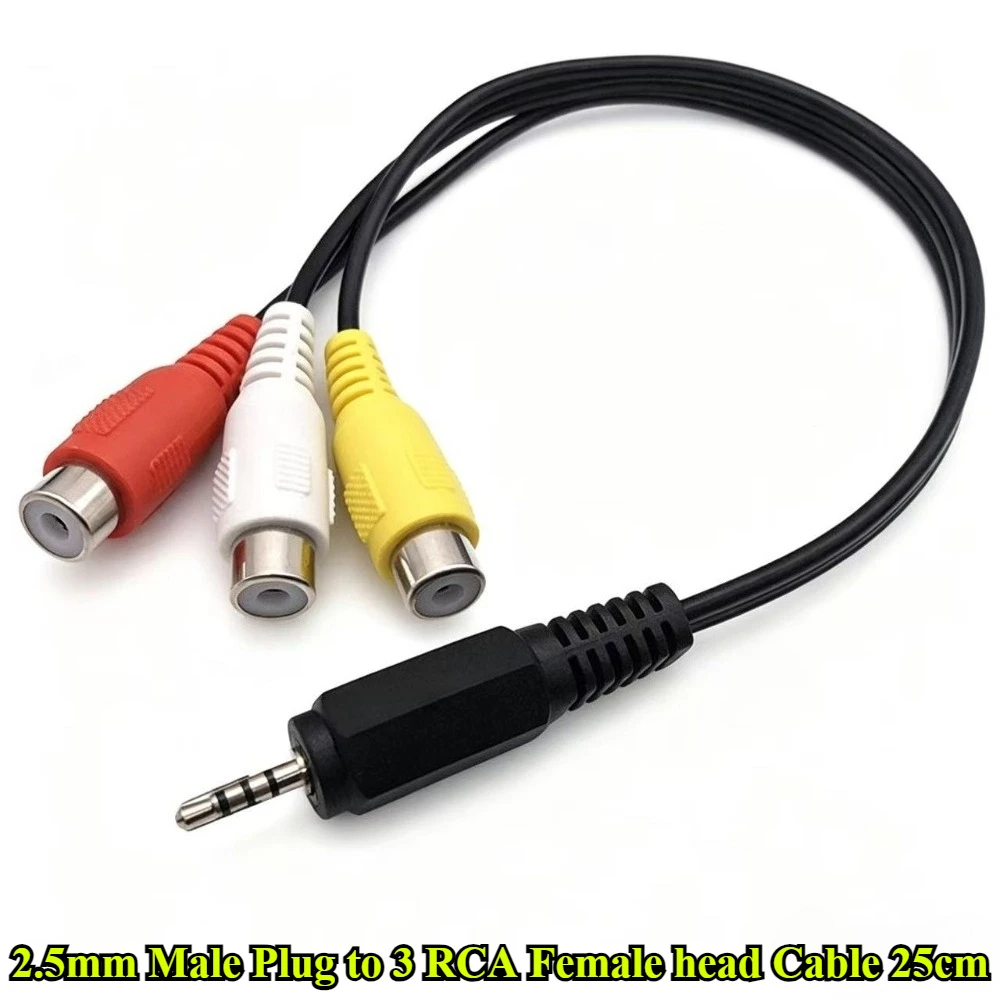 2/5/10Pcs/lot 2.5mm 1 Male Plug to 3 RCA Female head Audio Video AV Cable Wire Cord 25cm Adapter For Speaker Laptop DVD TV