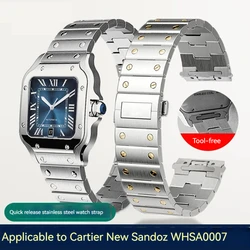 Solid stainless steel Watch strap For Cartier Santos WSSA0010 0009 Quick Release watch Wrist band bracelet 21mm Men's Watchband