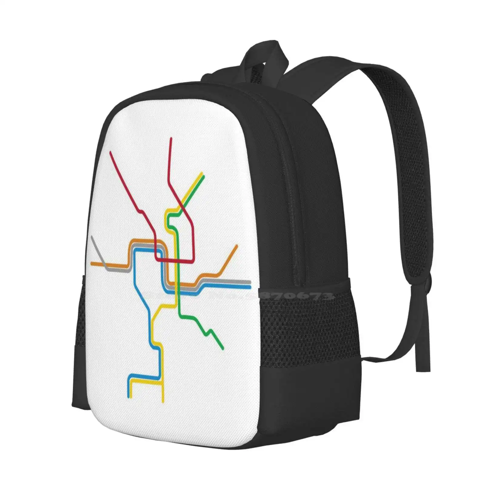 Mochila de grande capacidade para escola, bolsa de faculdade, Keystone, linha vermelha, linha amarela, verde, vermelho, mapa, laptop, novo