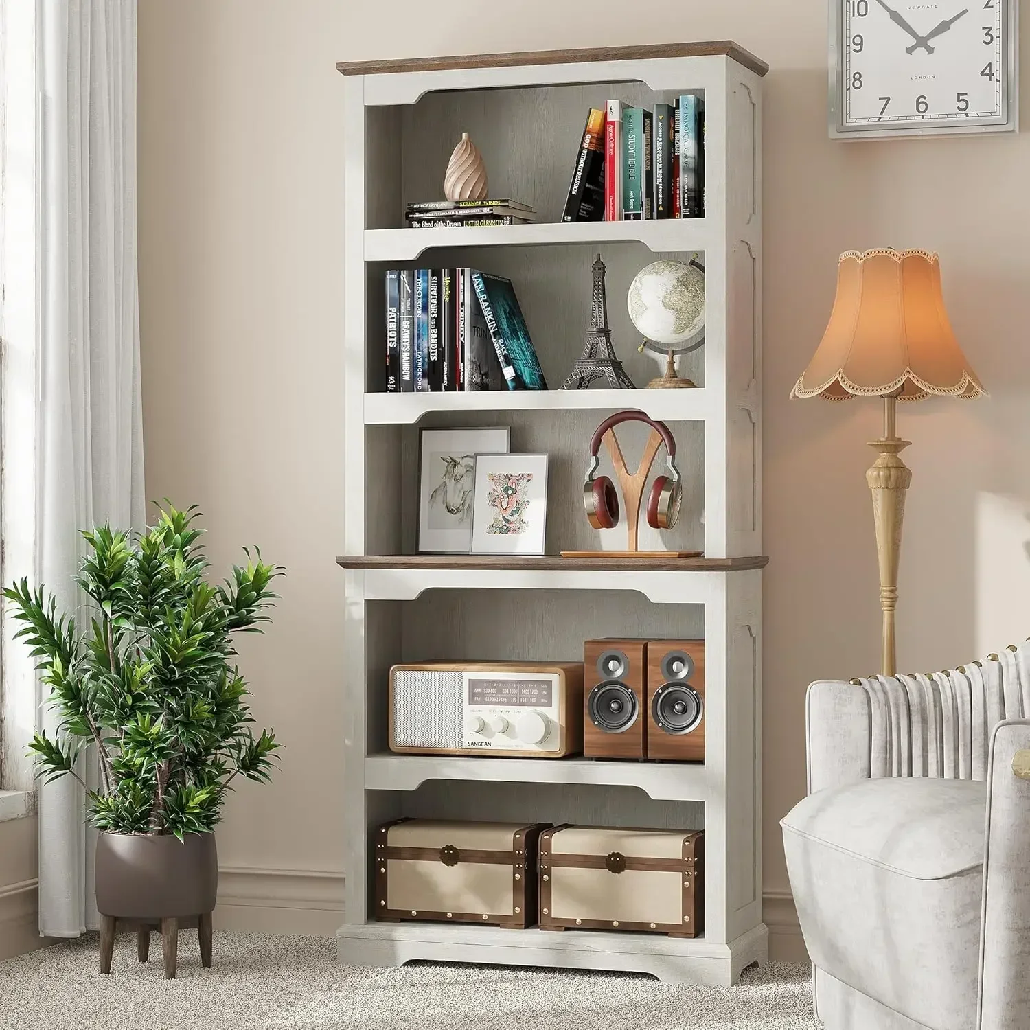 70 inch Height, 5-Tier Open Storage Shelf, 31.5 in Wide Standing Bookshelves for Home, Office, Bedroom