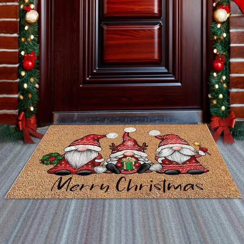 Christmas Doormat Christmas Front Door Rug Door Rugs For Entryway Indoor 23.6'x 15.7'Funny Gnome Doormat For Entrance Indoor