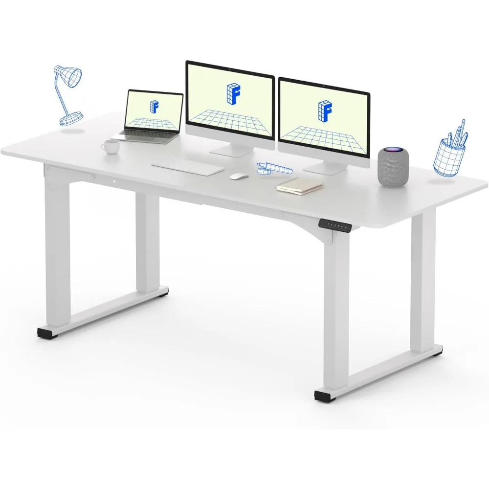 

4 Legs Standing Desk 71 X 32 Inch Adjustable Height Desks with Splice Board Home Office Sit Stand Up Desks, Desk