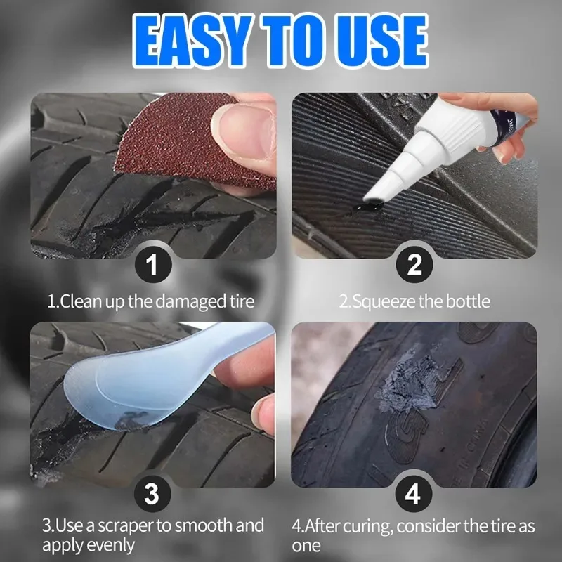 Special Tire Crack Repair Adhesive Car Outer Tire Wall Repair Glue Electric Bicycles Motorcycle Inner Tubes Black Soft Adhesive