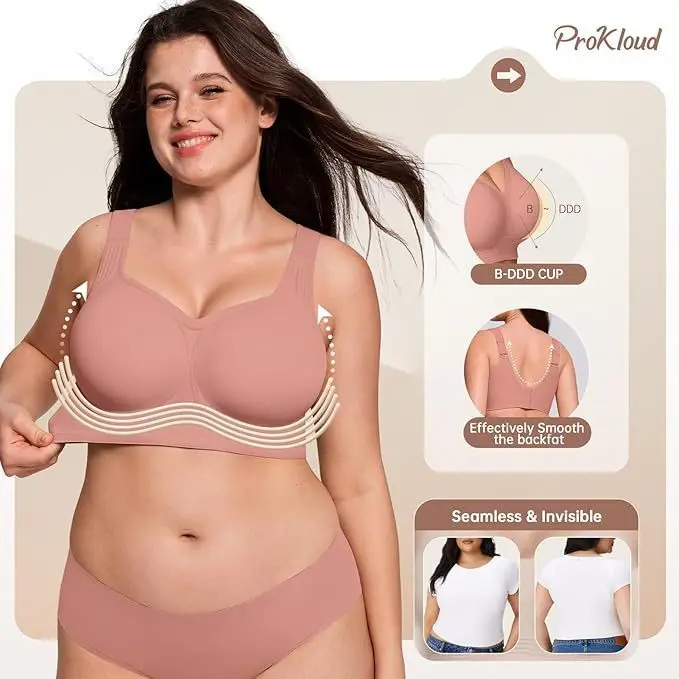 Women's Seamless Bra, Removable Pads Wireless Bralette, Comfortable Full-Coverage, Ideal for Daily Casual Wear Use