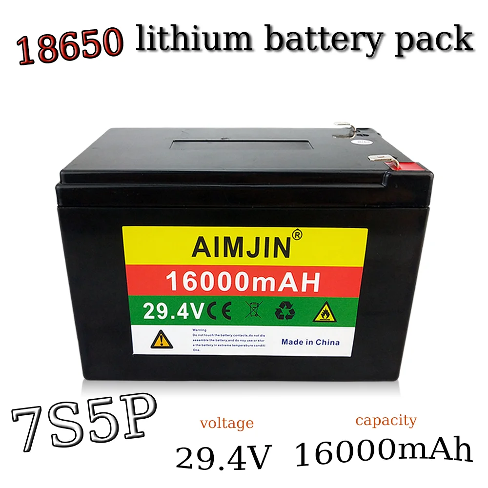 

29.4V 16000mAh 18650 Lithium ion Battery 24V 7S5P Battery Pack 16A with BMS for Various Tools