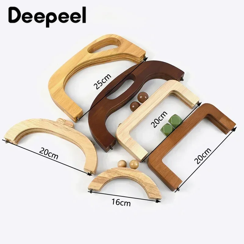 1Pc 14-28cm New Solid Wood Bag Handles Wooden Purse Frame DIY Kiss Clasp Handmade Sewing Brackets for Making Bags Accessories