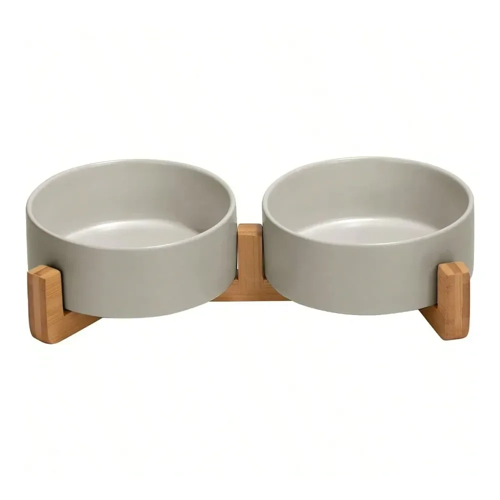 

Dog Supplies Dogs Accessories Dog And Cat Bowl With Wood Stand NonSlip Matte Glaze Weighted Food Water Set For Cats AndSmall Dog