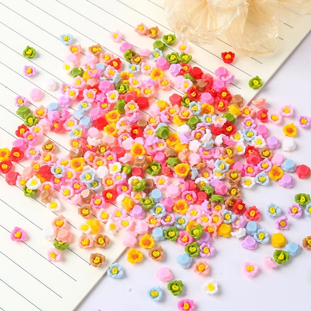 100pcs 3D Mixed Rose Flower Resin Nail Art Charms Cartoon Colorful Exquisite Petal Nail Decorations DIY Jewelry Accessories