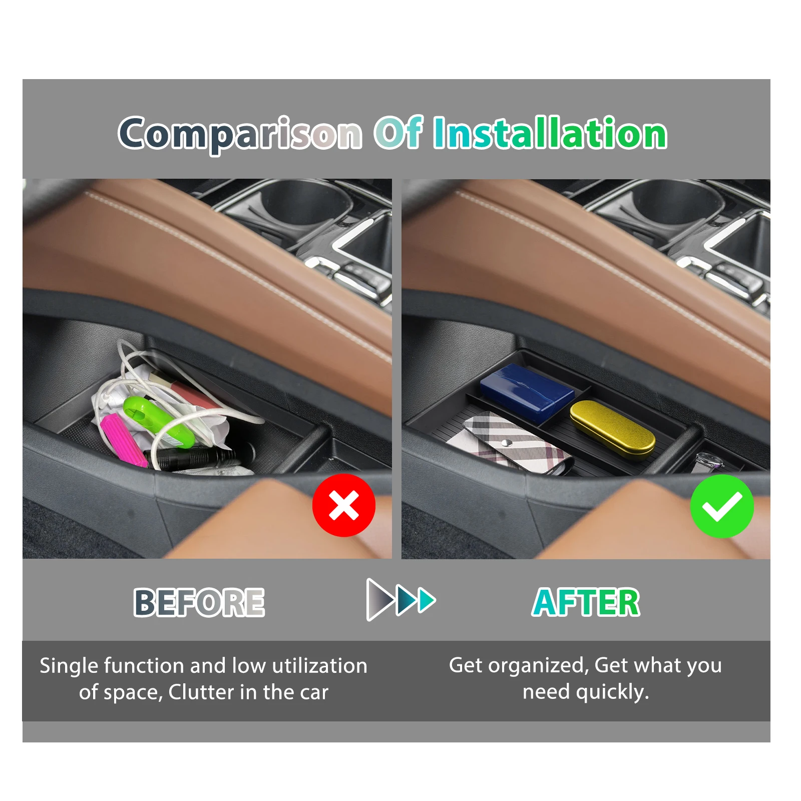 RUIYA for Skoda Enyaq iV 2021-2025 Car Central Control Armrest Box Storage Container Auto Skoda Enyaq iV 2025 Accessories