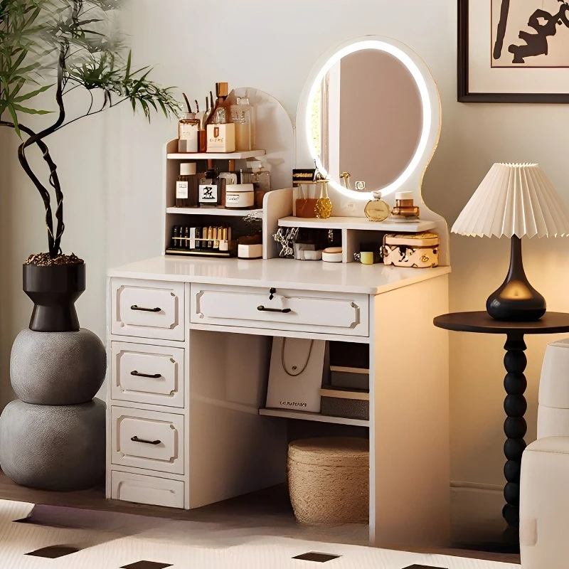 

Bedroom dresser storage cabinet integrated makeup mirror modern simple small apartment master bedroom bedside
