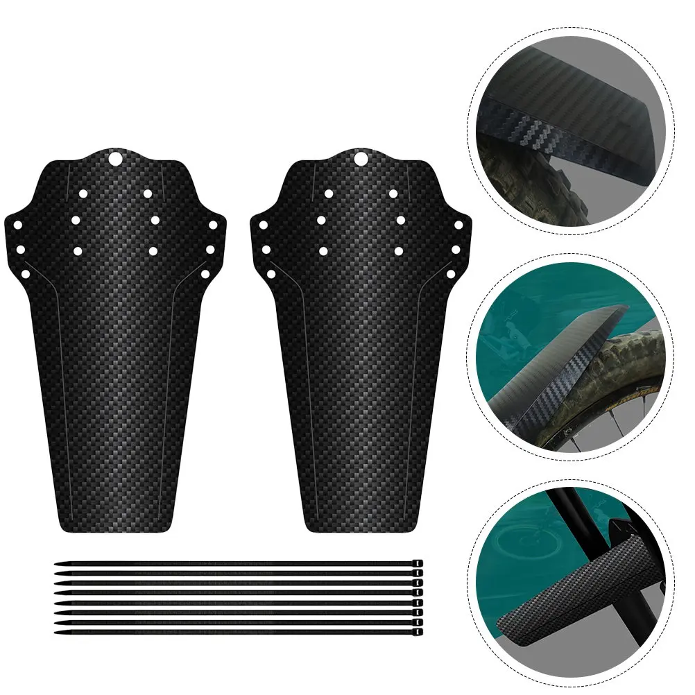 2Pcs High Quality Carbon Fiber Bicycles Mudguard Mud Splash Guard Mountain Bike Front Rear Mudguards with Cable Ties