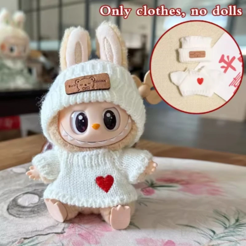 ชุดเสื้อผ้าตุ๊กตาสำหรับตุ๊กตา Labubu รุ่น V1 V2 ขนาด 17 ซม. อุปกรณ์เสริมสำหรับตุ๊กตาที่นั่ง แว่นตา เสื้อผ้า ของขวัญสำหรับเด็ก ชุดเสื้อกันหนาว หมวก กระเป๋า