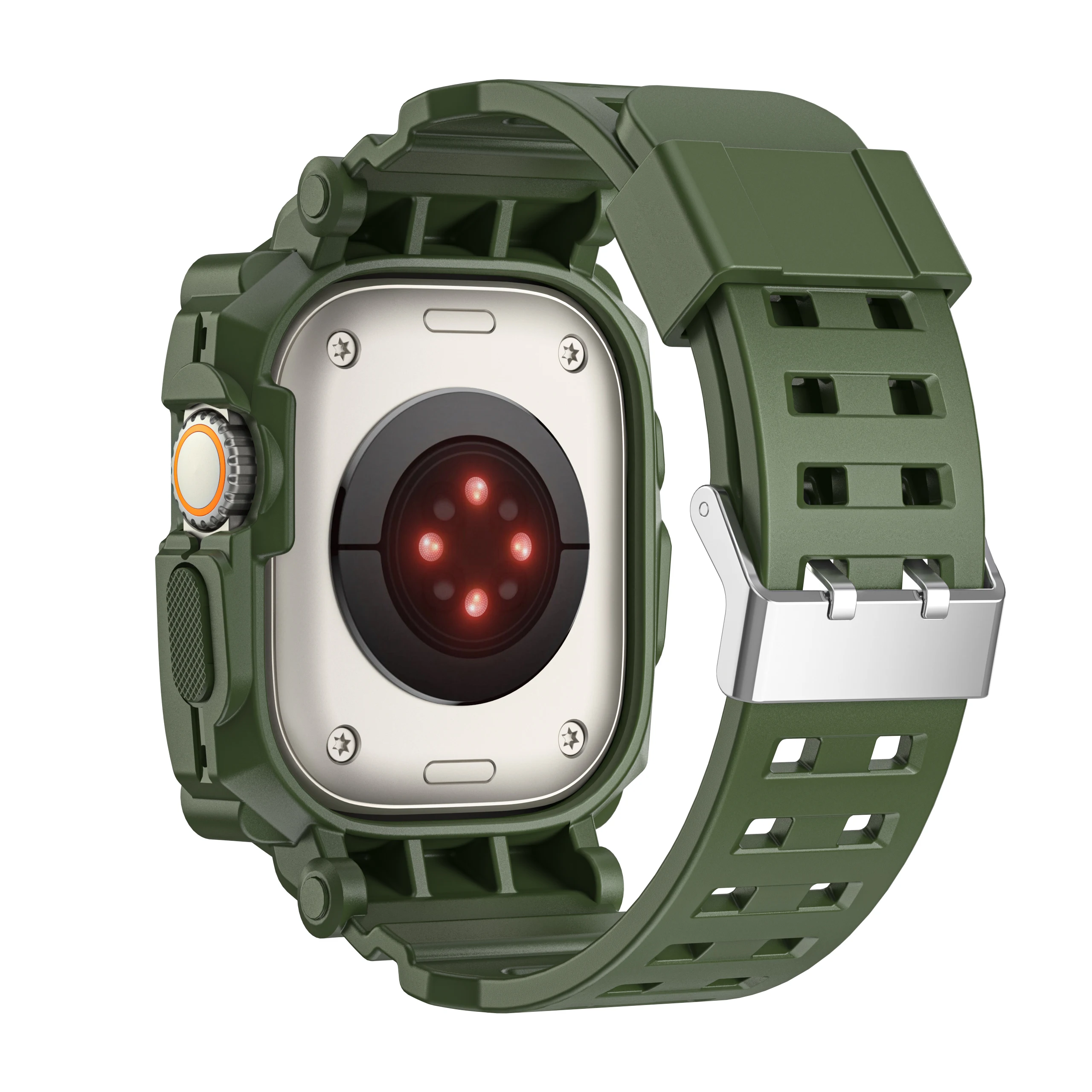Kompatybilny z Apple Watch Band 49mm z obudową zderzaka, wytrzymałe męskie opaski do serii iWatch Ultra Sport wojskowe etui ochronne