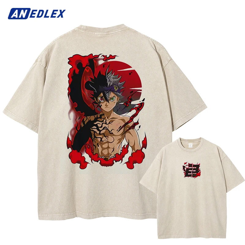 

Hip Hop Streetwear Men Washed Apricot T Shirt Japanese Anime Graphic T-Shirt Vintage Tops Cotton Summer Short Sleeve Tshirt