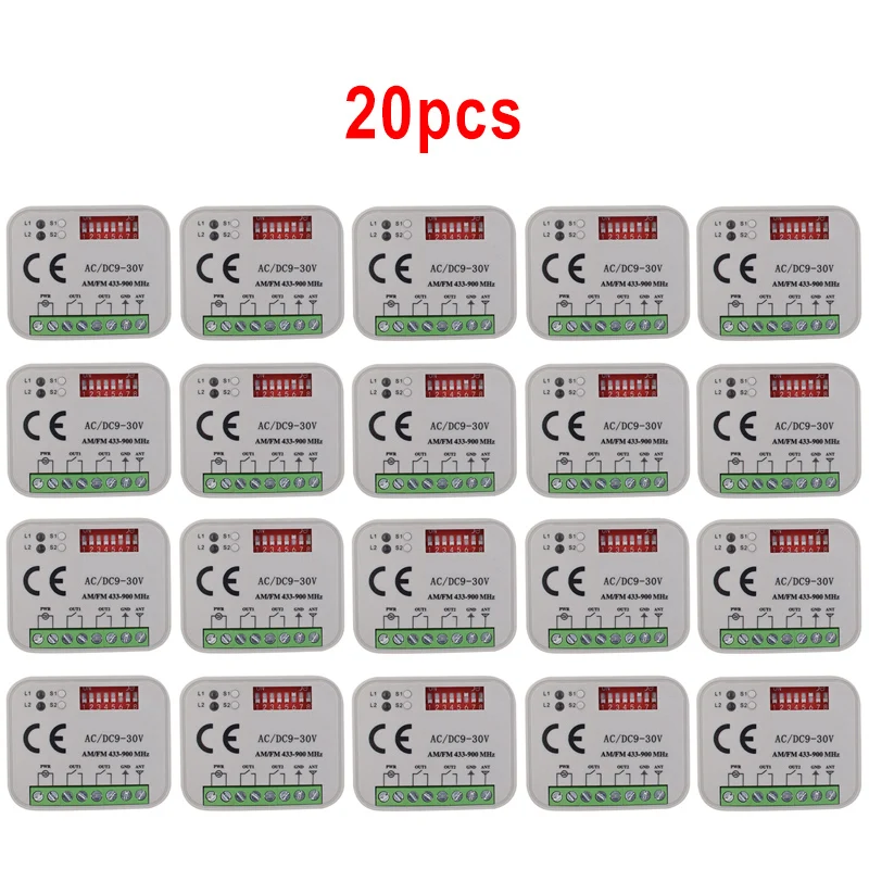 1/3/5/10pcs Garage Controller Remote Control Receiver 2CH Switch For 433 868 MHz Transmitter RX Multi Frequency 300-900MHz