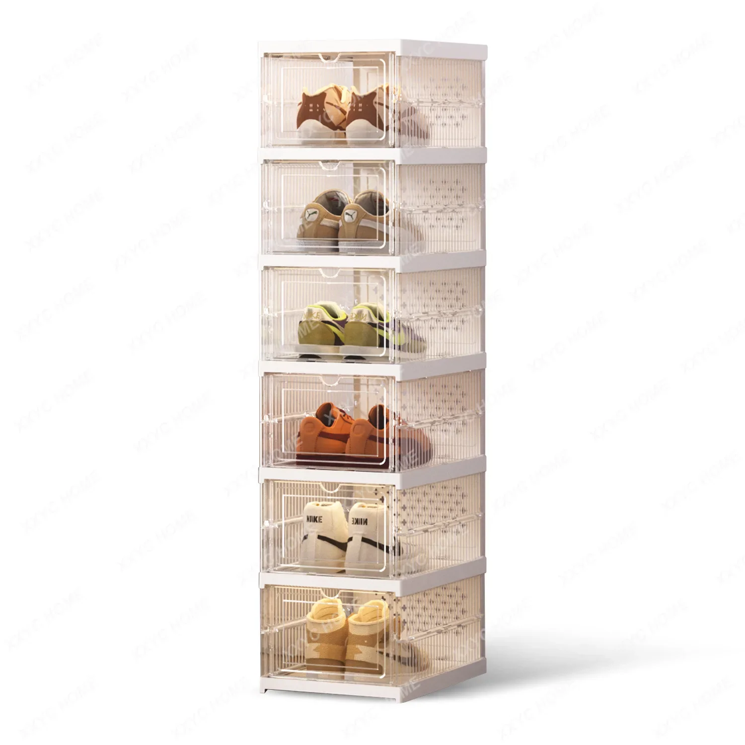 

Simple and economical installation-free shoe box Transparent drawer storage cabinet Thickened multi-layer folding shoe rack