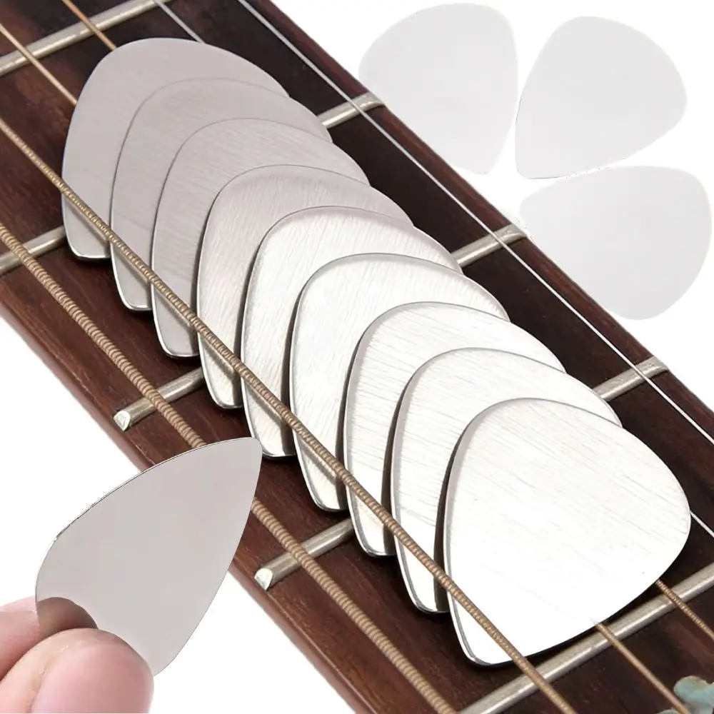 5/18 Stück 0,3 mm ultradünne Gitarrenplektren aus Edelstahl, Metall-Gitarrenplektren für E-Gitarre, Bass, Ukulele YMY