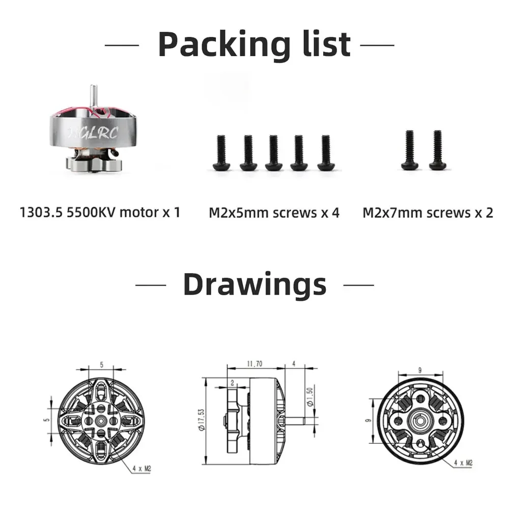 HGLRC SPECTER 1303.5 bezszczotkowy silnik 5500KV 2-4S kompatybilny z LIPO 2-4-calowe śmigło do FPV Freestyle 2-4-calowe drony z wykałaczką