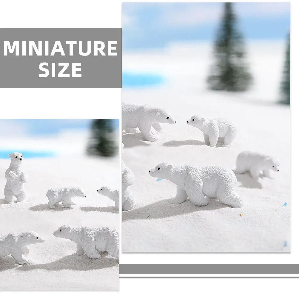 12Pcs Polar Bear Mini Decor Winter Animals Collection for Tiered Tray Snow Scene Diorama Supplies Home Desk Bookshelf Holiday