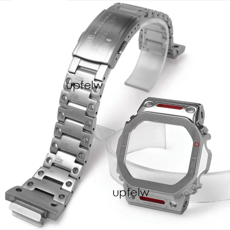 Mech Style Titanium DW5600E GWB5600 GMW-B5000 DW5600HR G5600E Metal Bezel Strap for GWM5610 Stainless Steel Case GLX5600