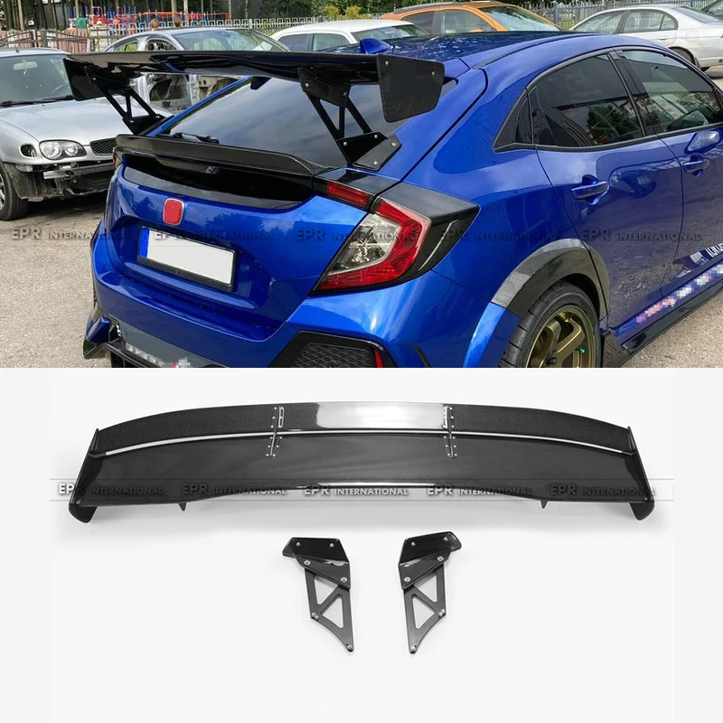 

For VTX5 Style Carbon Fiber GT Wing Spoiler for Honda Civic FK7/FK8 (2016-2021) - High Mount Rear Wing - Aggressive Look