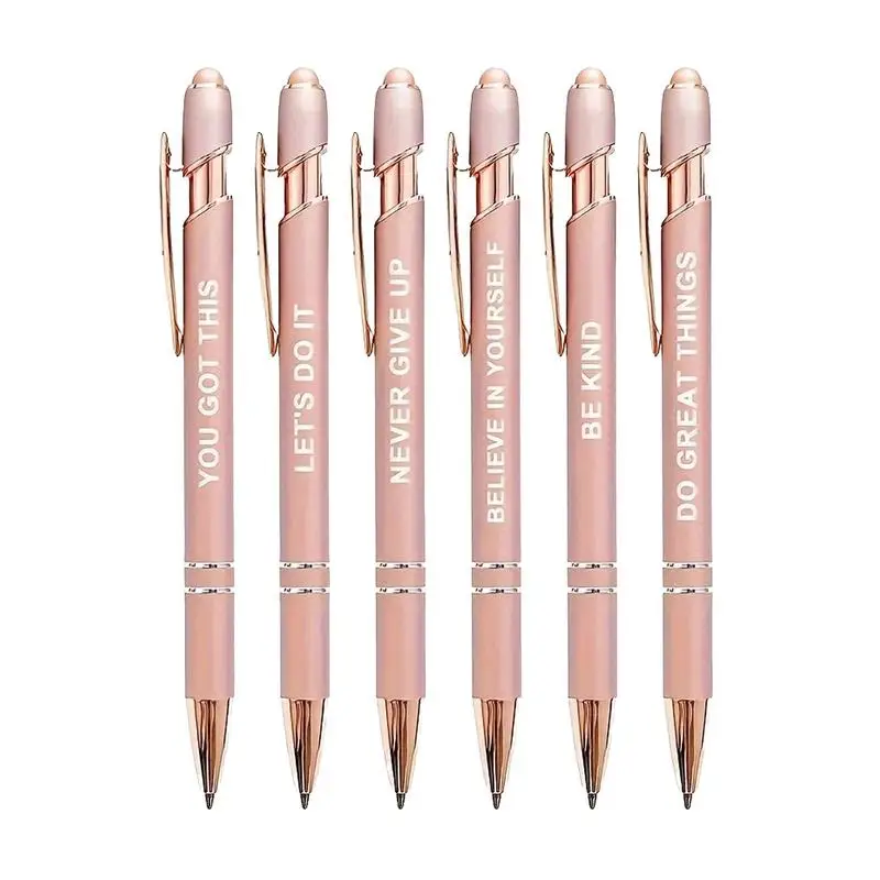 

Retractable Ballpoint Pens Motivation Words Retractable Ink Pens Metal 6pcs Smooth Writing Ballpoint Pen Sets With Screen Touch
