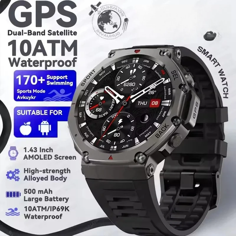 Xiaomi 2025 Nieuwe IOS Outdoor Smart horloge GPS Bluetooth Oproep 10 ATM Waterdichte Navigatie Tracker mannen Sport Fitness Smartwatch