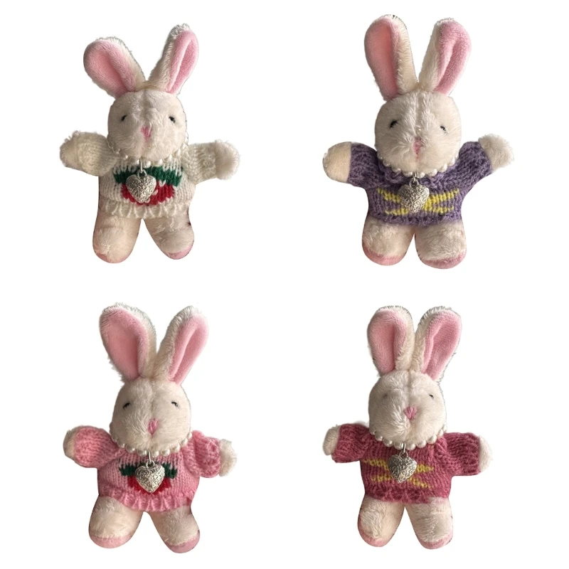 

Plush Necklace Rabbit Charm Keychains Lovely Ornament Women Key Holder Car Keyring Backpack Handbag Charm Pendant D5QB