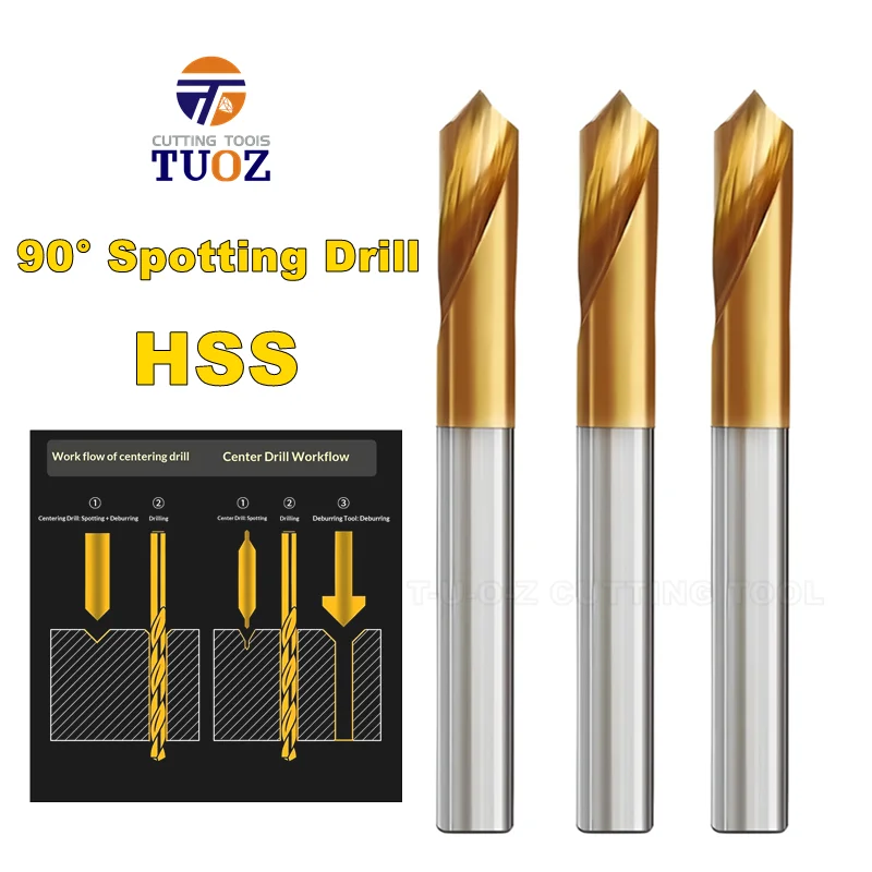 

M35 Cobalt Titanium Coated Extended Length HSS Center Drill 90° Spotting Tool for Precision Drilling And Positioning