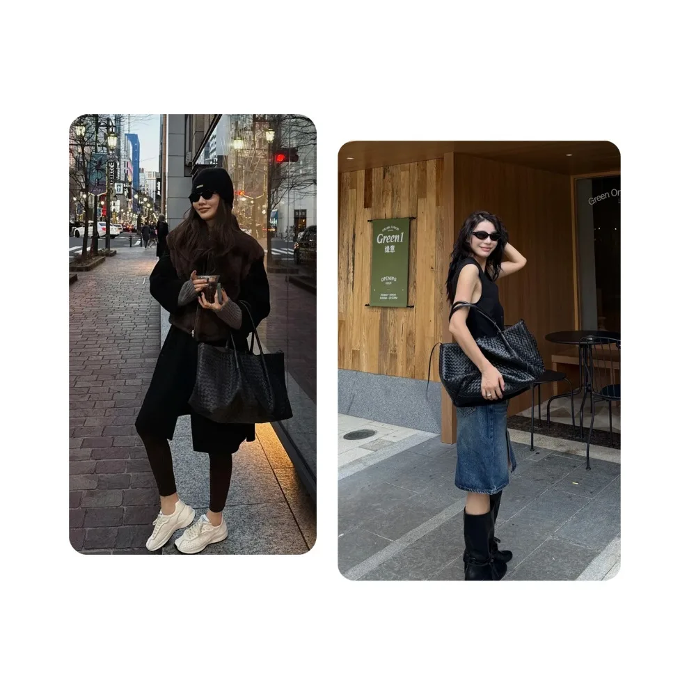 

Niche Design Light Luxury Sheepskin Portable Hand-woven Tote Bag Women's Large-capacity Commuting Versatile Shoulder Armpit Bag